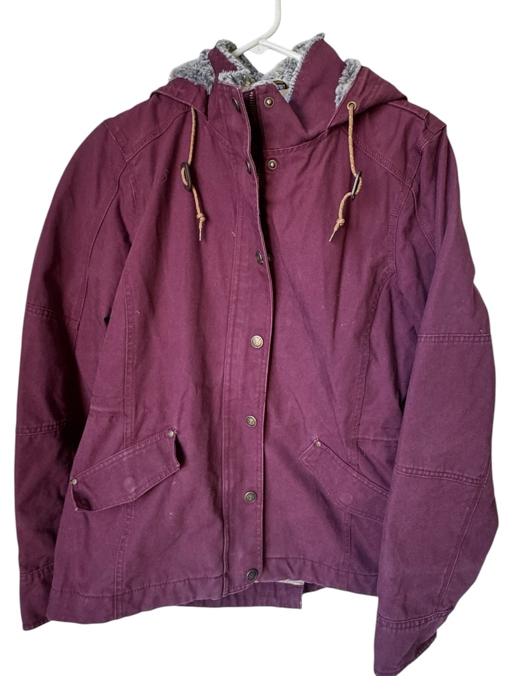 Vintage Noble Outfitters Canvas Women’s L Hooded Maroon Red Winter Jacket
